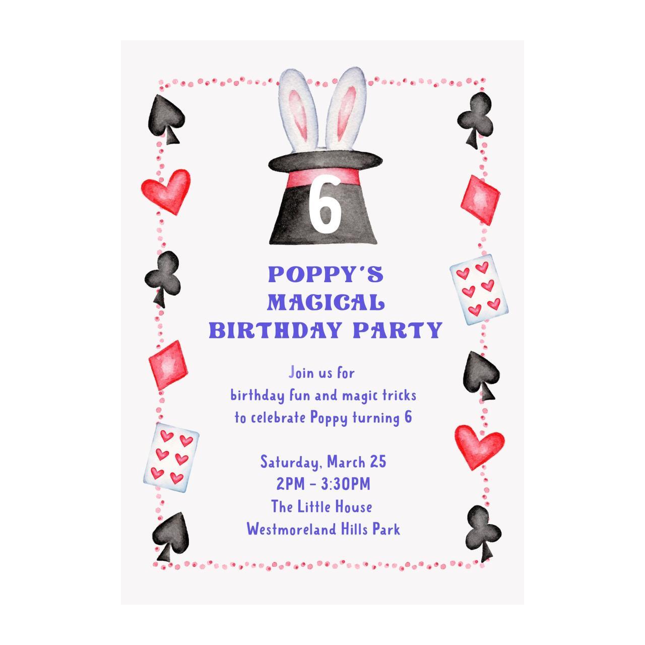 Magic Tricks Magical Party Invitation - Brake Ink Stationery Magic Tricks Magical Party Invitation - Brake Ink Stationery